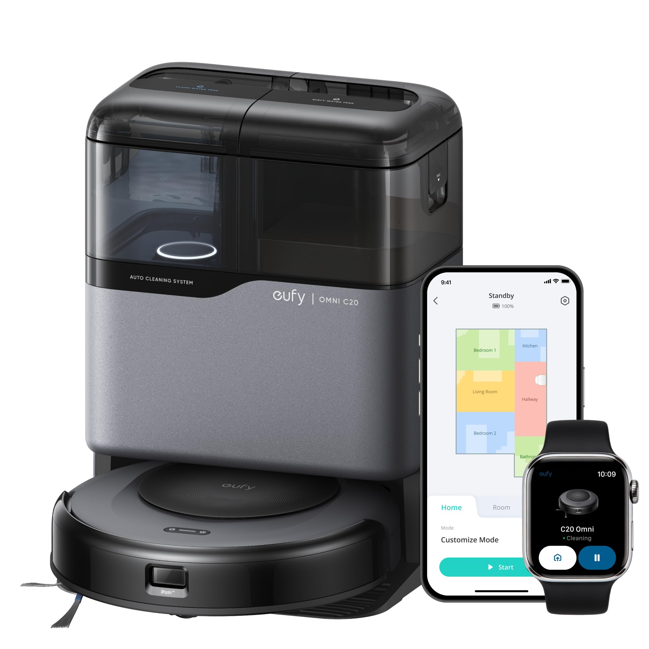 eufy C20 Omni Robô Aspirador e Passa Pano,Autolimpante,Navegação Laser,220V