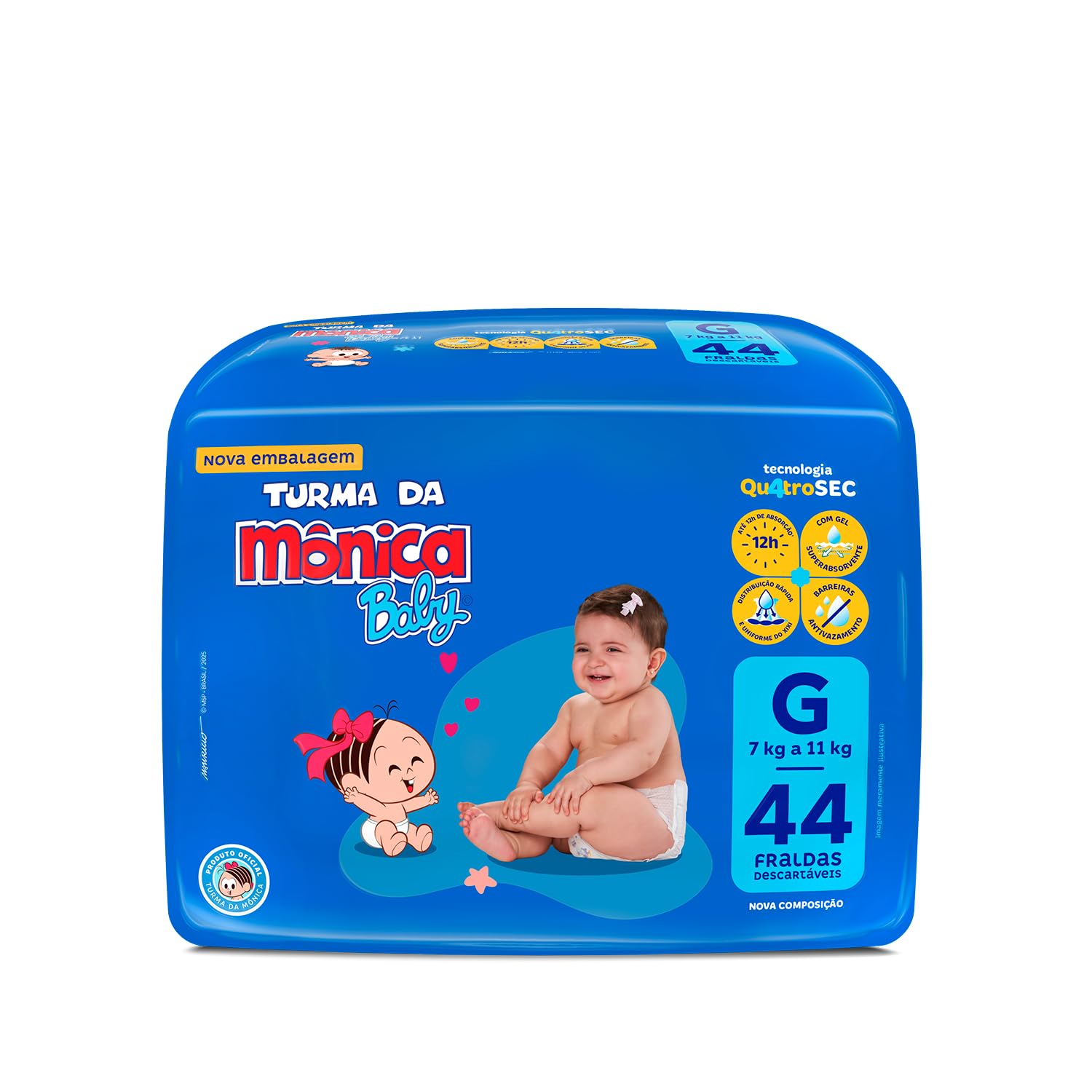 Fralda Turma da Mônica Baby Mega G 44 Unidades
