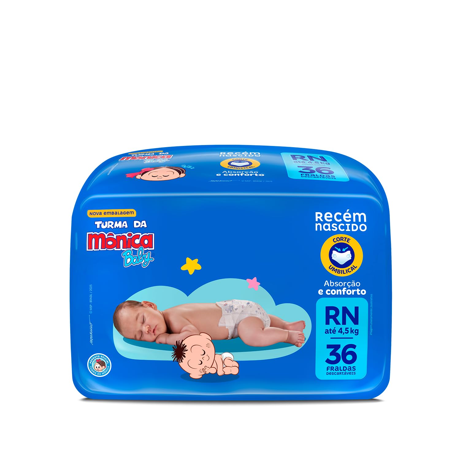 Fralda Turma da Mônica Baby Jumbo RN 36 Unidades