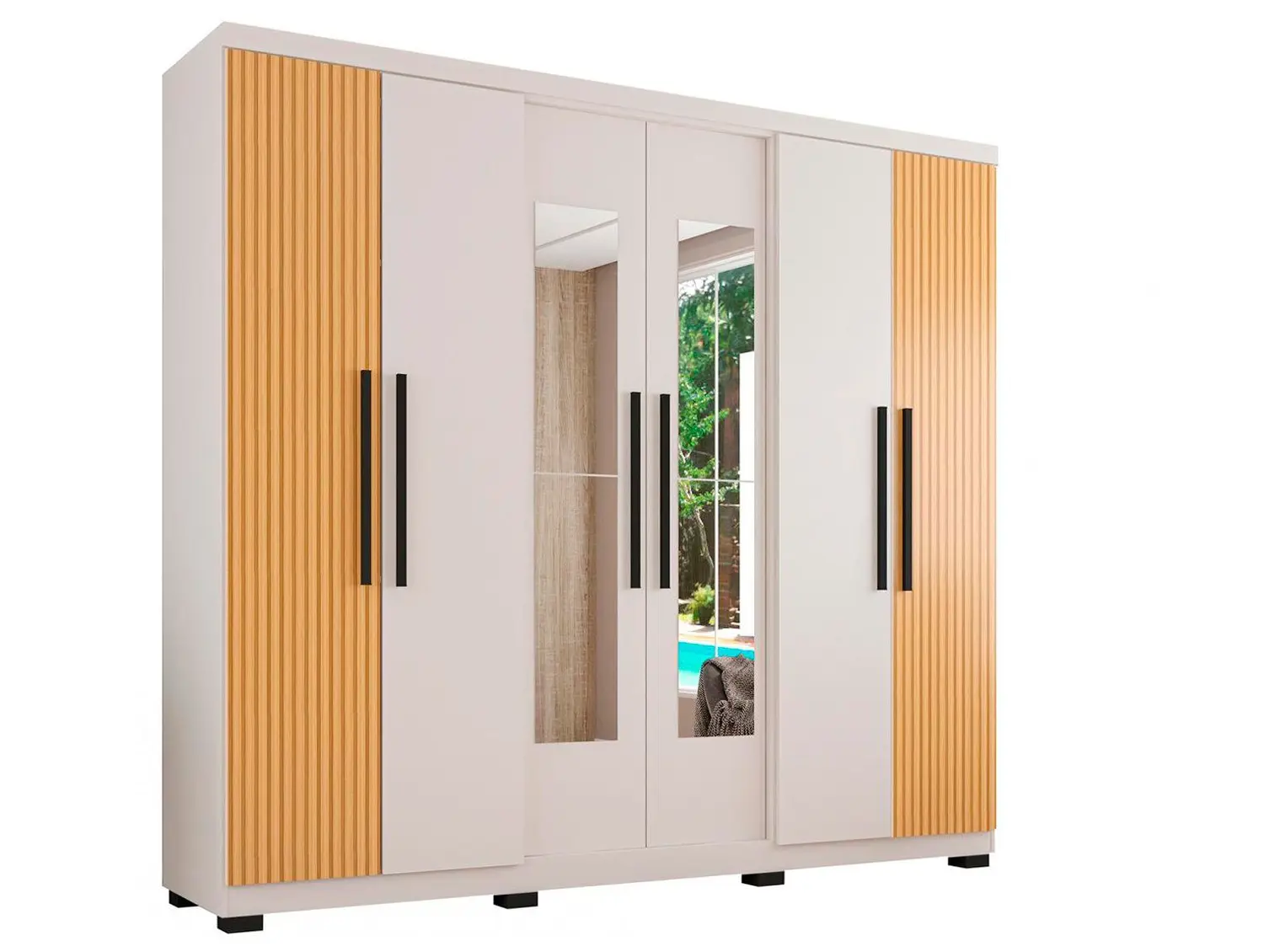Guarda-roupa Casal com Espelho 6 Portas 4 Gavetas Araplac Braga