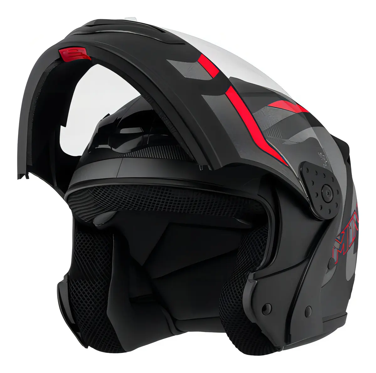 Capacete Robocop Escamoteável Fechado Mixs Gladiator Delta S Cor Cinza Vermelho Fosco Tamanho do capacete 58 - R$ 290,9