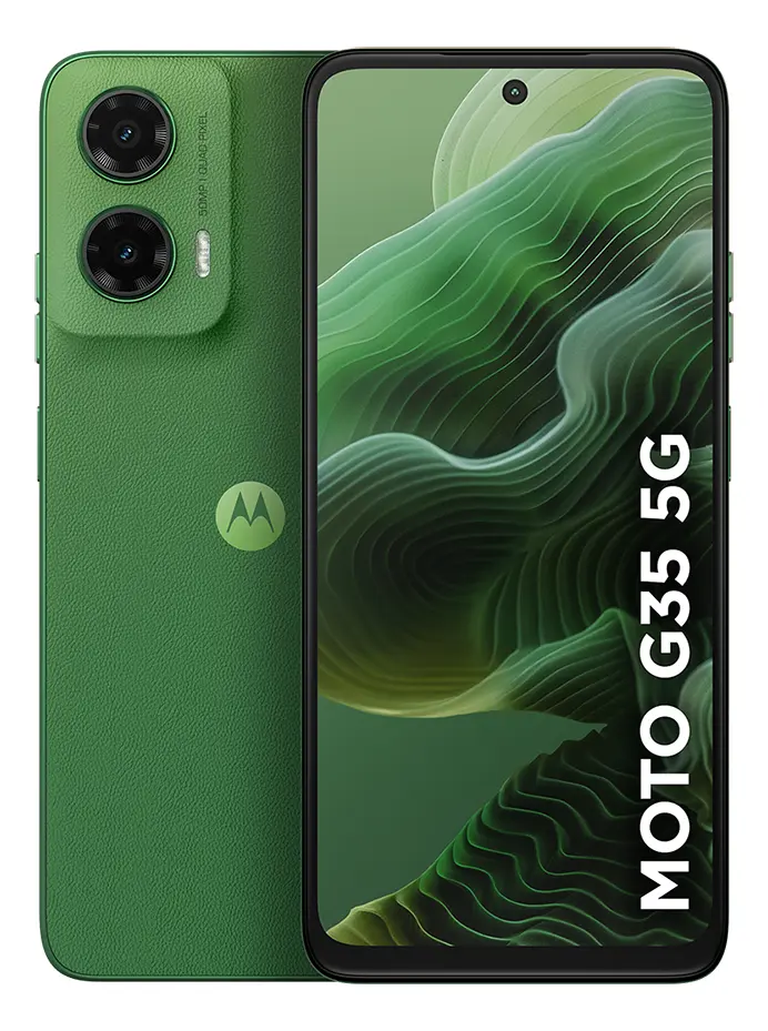 Smartphone Motorola Moto g35 5G - 128GB 12GB (4GB RAM+8GB Ram Boost), e Camera 50MP com AI NFC Tela 6.7" com Superbrilho - Verde - Vegan Leather