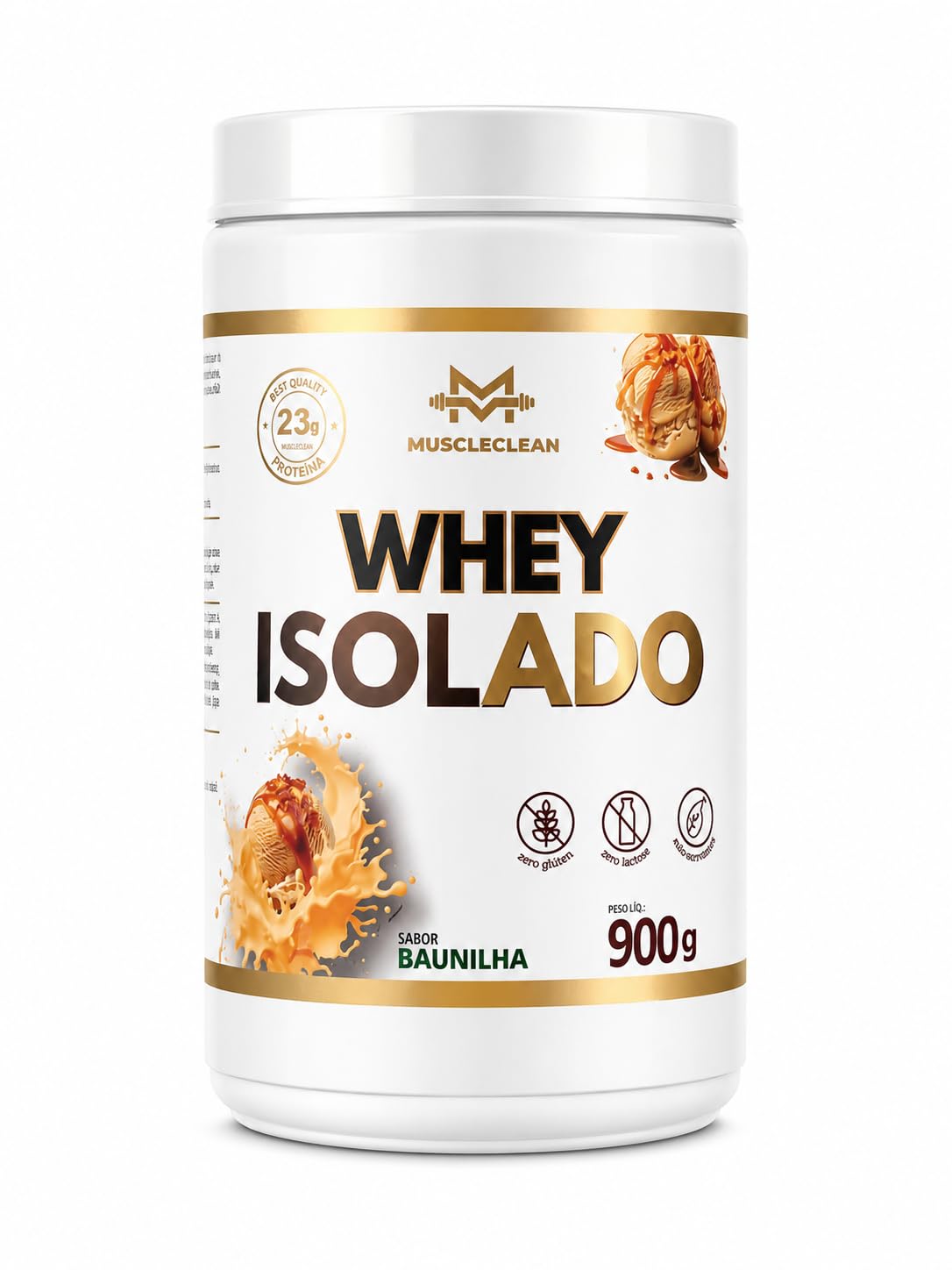 Whey Isolado Muscle Clean Zero Lactose - 900g (Pote, Baunilha)