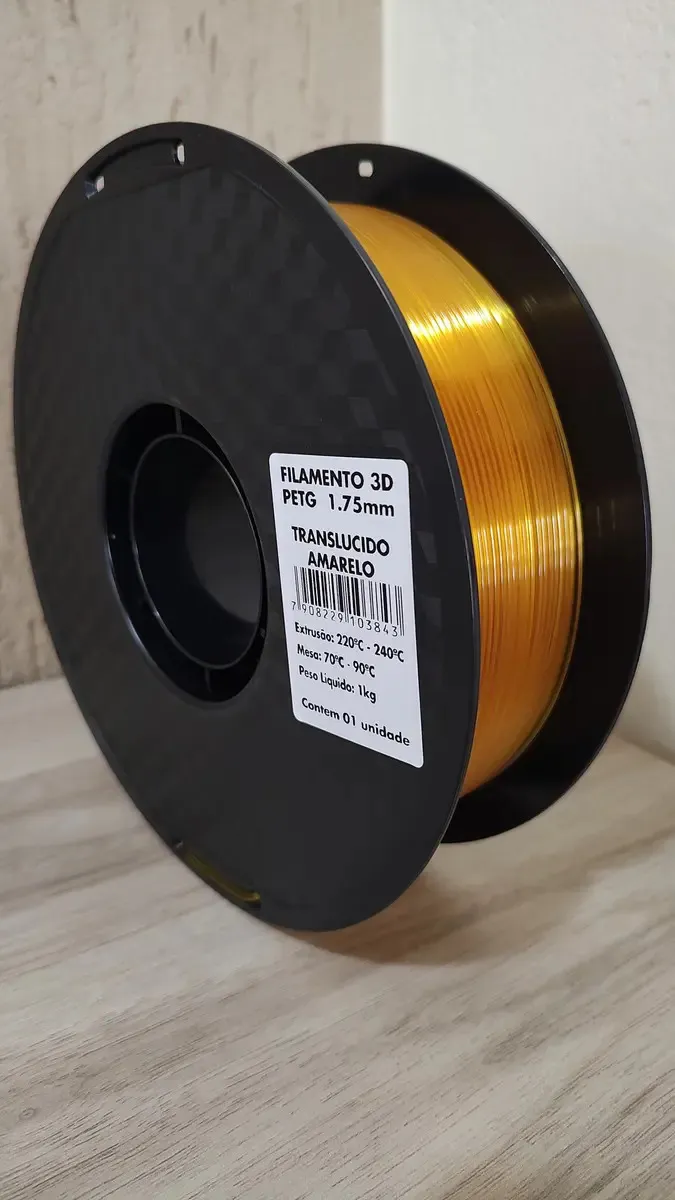 Filamento PET-G Masterprint Amarelo Translúcido para Impressora 3D 1.75mm 1kg
