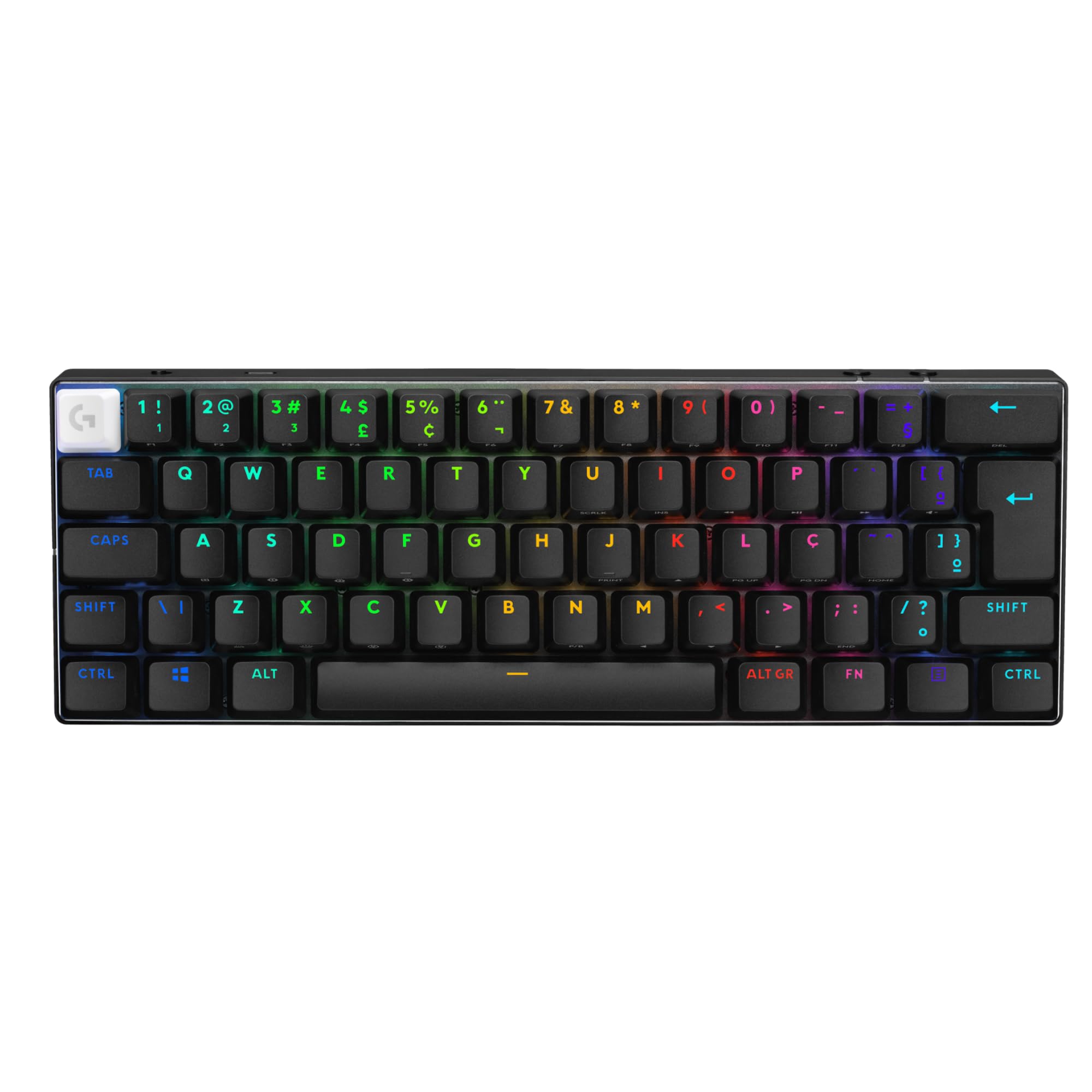 Teclado Mecânico Gamer Sem Fio Logitech G PRO X 60 LIGHTSPEED com Design Ultra Compacto TKL 60%, Switch Óptico GX Tactile, RGB LIGHTSYNC, Conexão Bluetooth ou USB, Compatível com Windows - Preto
