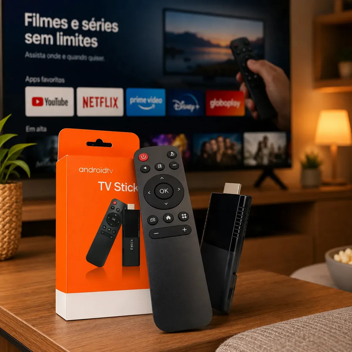 Tv Stick 4k Android Chromecast Smart Hdmi Wifi Ao Vivo Preto Padrão - R$ 159,9