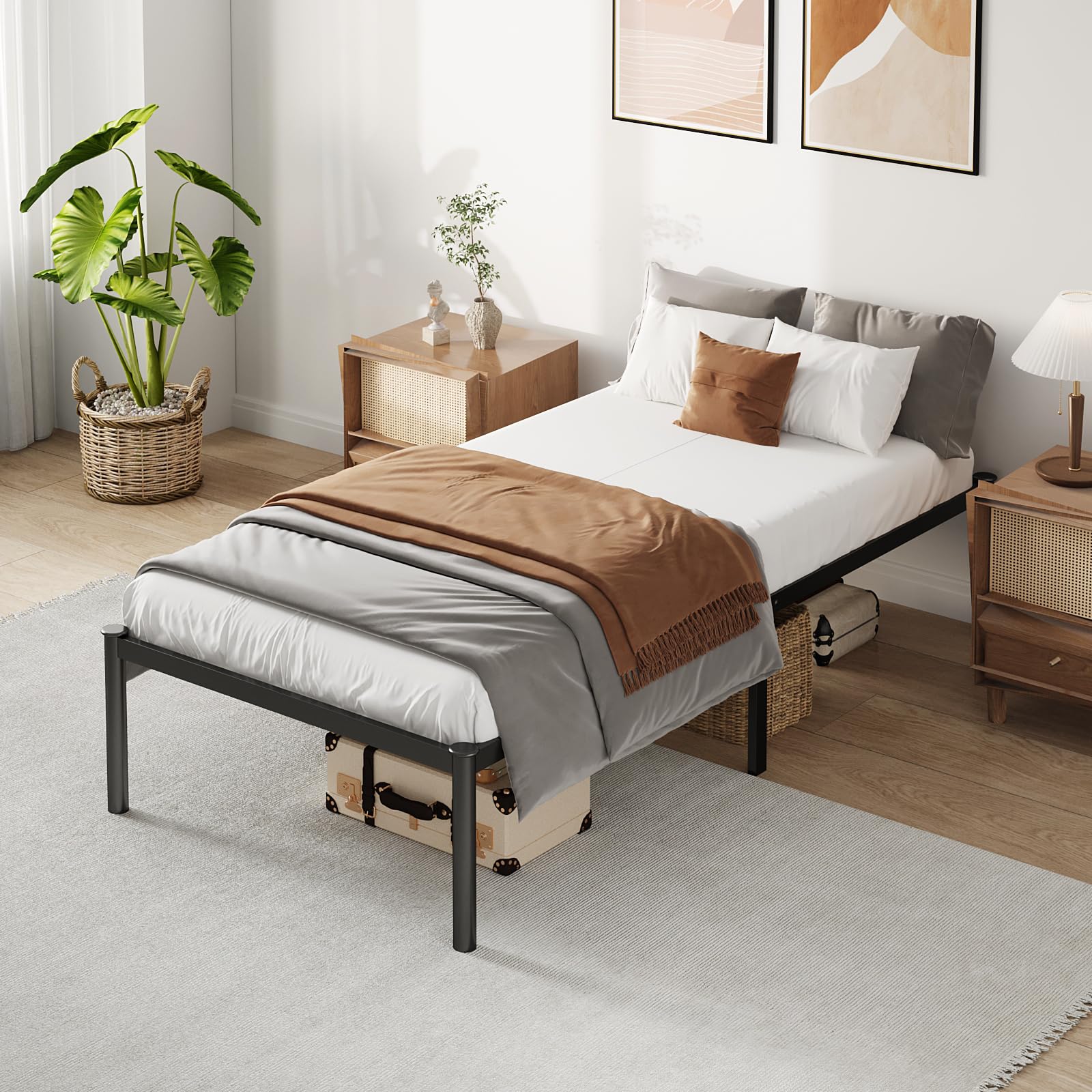 Cama de Solteiro 88x188cm, Metal, Cabeceira, 300kg